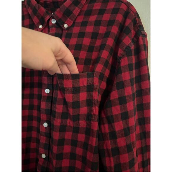 Men’s Old Navy Button Down Buffalo Plaid Flannel SZ XXL 100% Cotton Red & Black - Picture 6 of 8